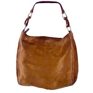Michael Kors Brown Shoulder Hobo Bag Distressed Suede Boho Crossbody